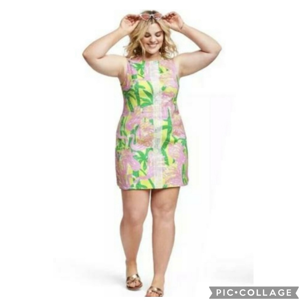 Lilly Pulitzer Fan Dance Flamingo Shift Dress